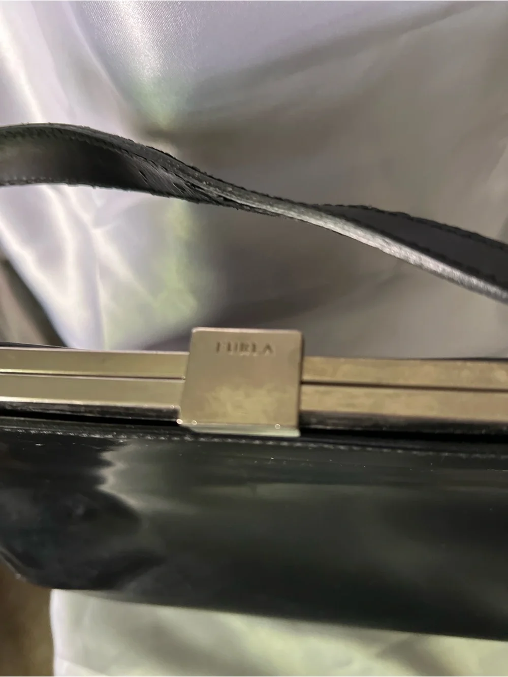 Furla Black Satchel - Patent Leather Finish